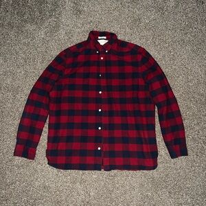 H&M LOGG Vintage OG Rare Checkered Red Black Long Sleeve Flannel Dress Shirt